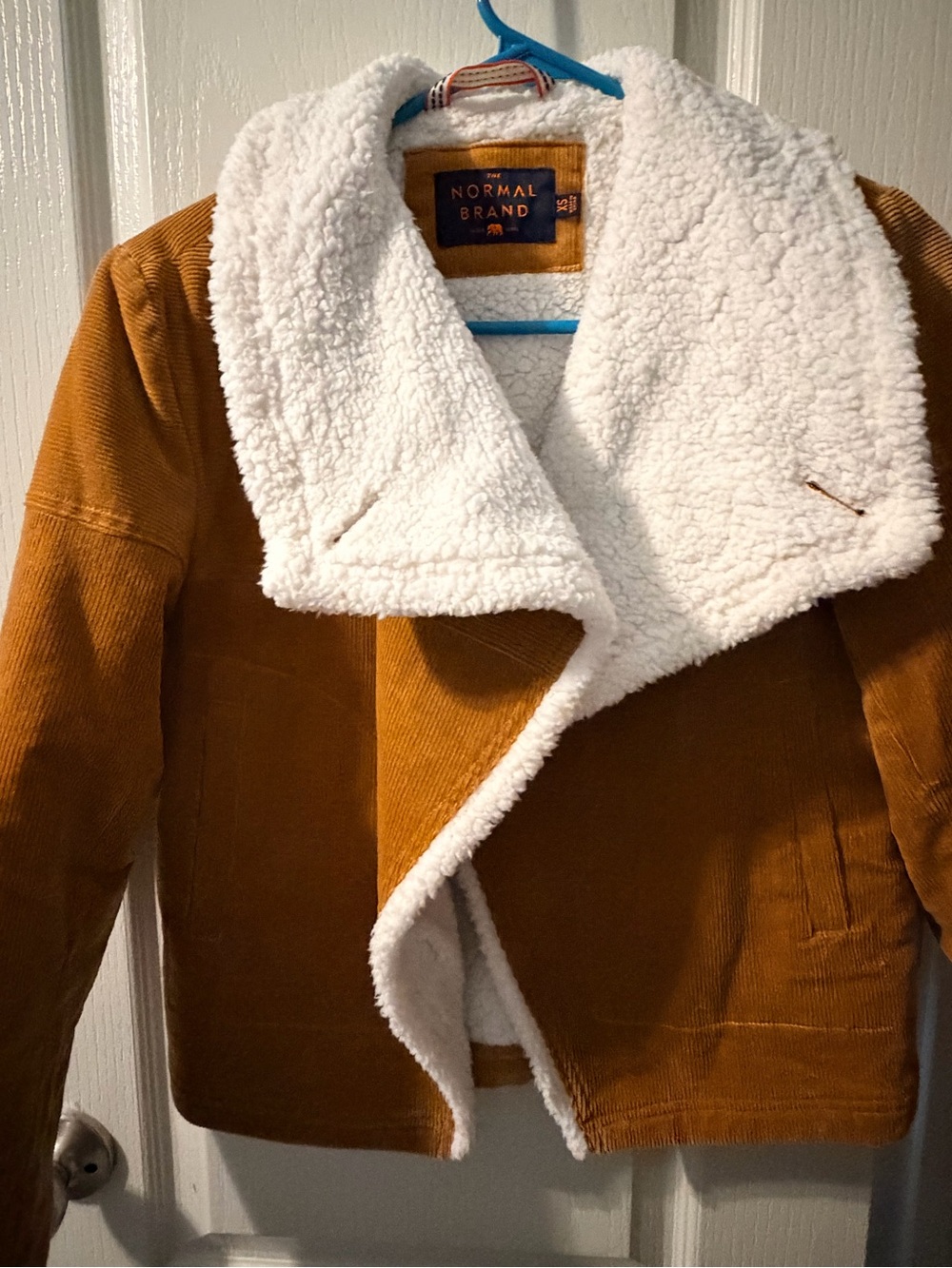 The Normal Brand Tan Corduroy Jacket with White Sherpa Lining XS NWOT